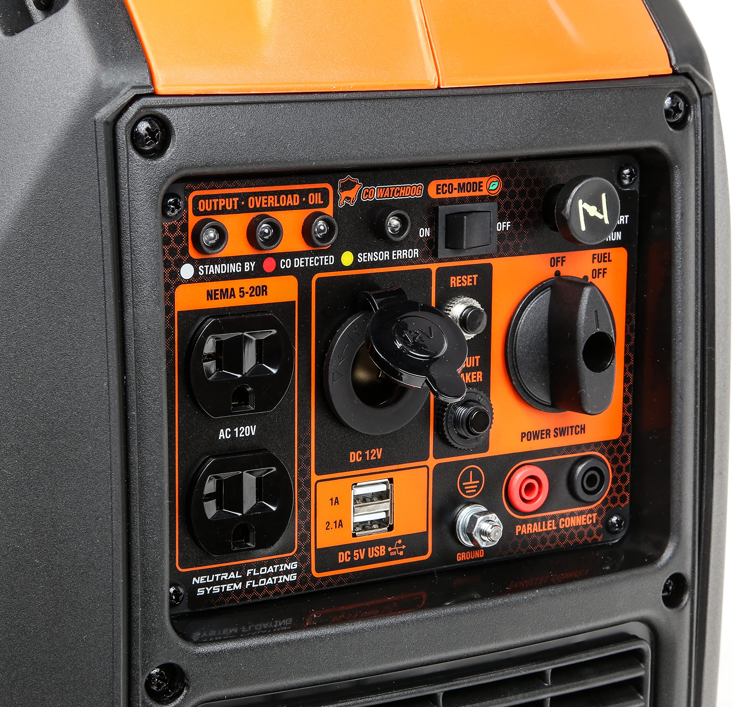 WEN 56235iX 2350-Watt Portable Inverter Generator with Fuel Shut Off and CO Sensor, Black