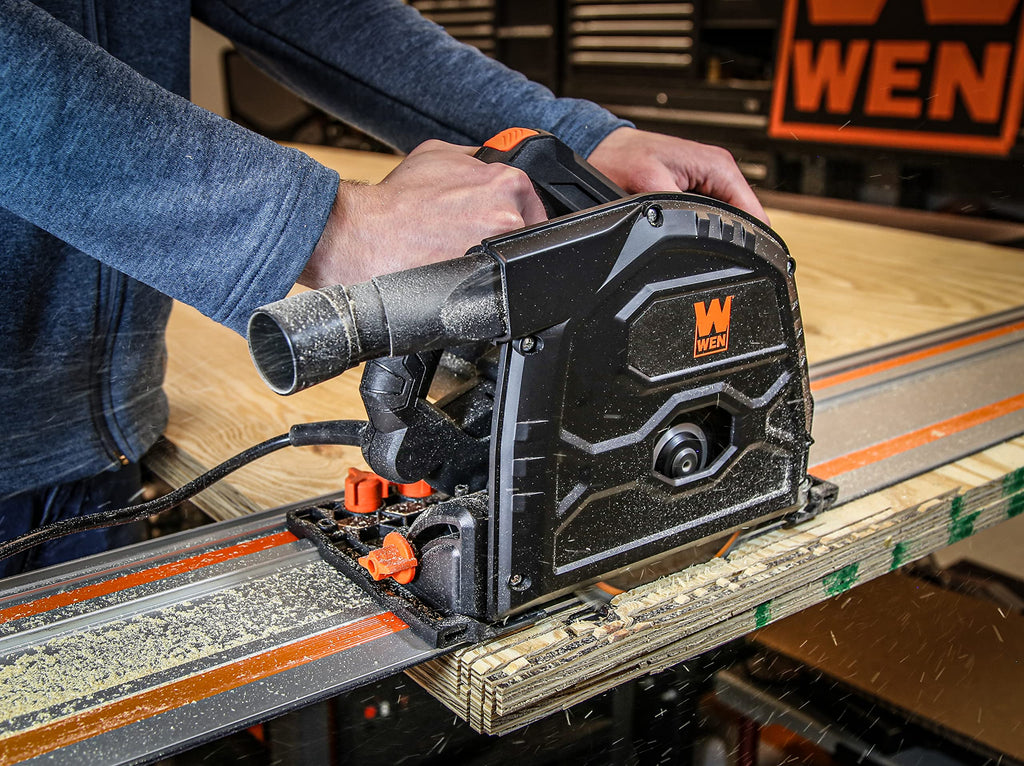 WEN Cordless 6.5-Inch Track Saw, Brushless with Variable Speed, Two 20V Max 4.0 Ah Batteries, and Charger (20691)
