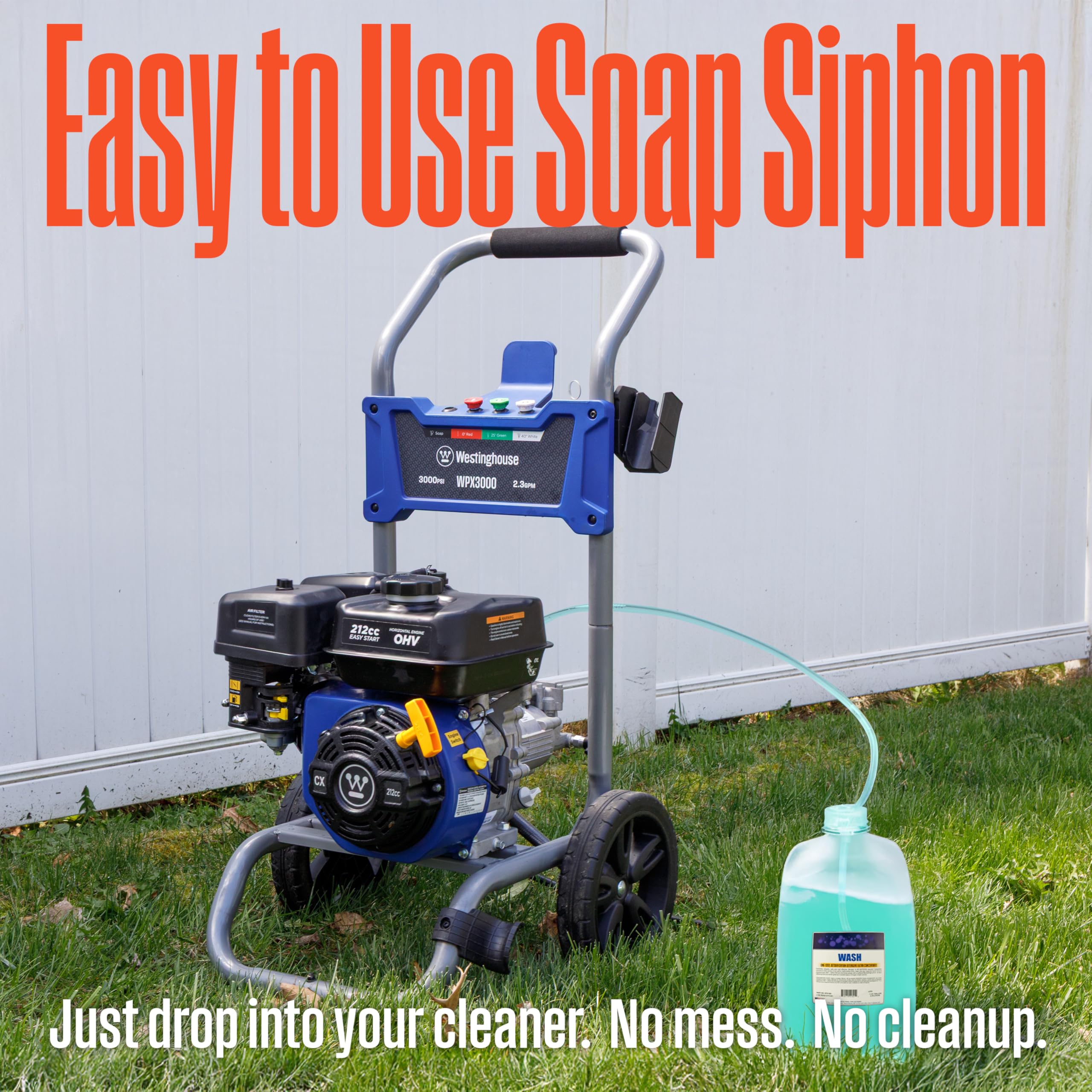 Westinghouse WPX2700 Gas Pressure Washer, 2700 PSI and 2.3 GPM, Onboard Soap Tank, Spray Gun and Wand, 5 Nozzle Set, for Cars/Fences/Driveways/Homes/Patios/Furniture