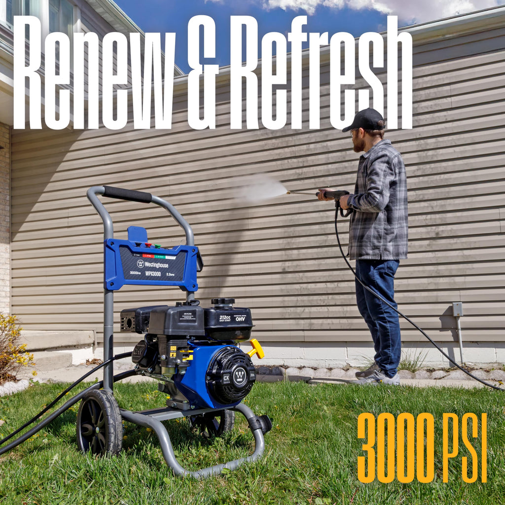 Westinghouse WPX3200 Gas Pressure Washer, 3200 PSI and 2.5 GPM, Onboard Soap Tank, Spray Gun and Wand, 5 Nozzle Set, for Cars/Fences/Driveways/Homes/Patios/Furniture