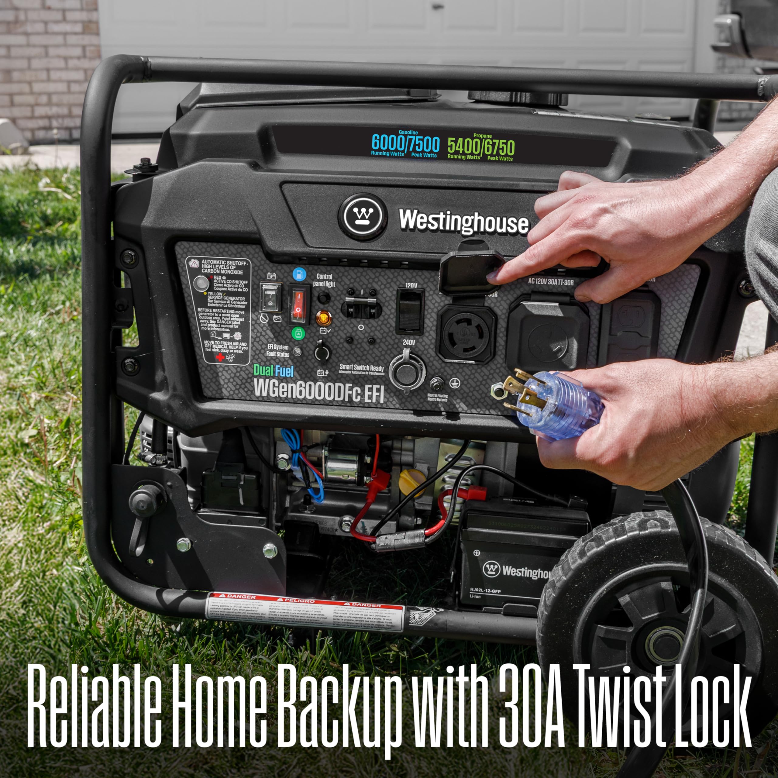 Westinghouse 9500 Peak Watt Dual Fuel Home Backup Portable Generator, Remote Electric Start, Transfer Switch Ready, Gas & Propane Powered