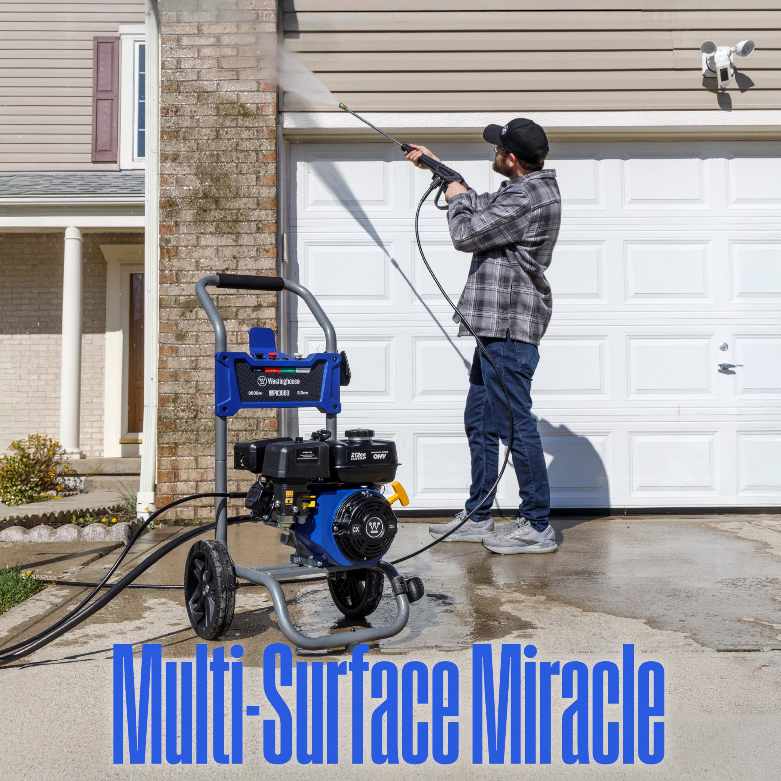 Westinghouse WPX3200 Gas Pressure Washer, 3200 PSI and 2.5 GPM, Onboard Soap Tank, Spray Gun and Wand, 5 Nozzle Set, for Cars/Fences/Driveways/Homes/Patios/Furniture