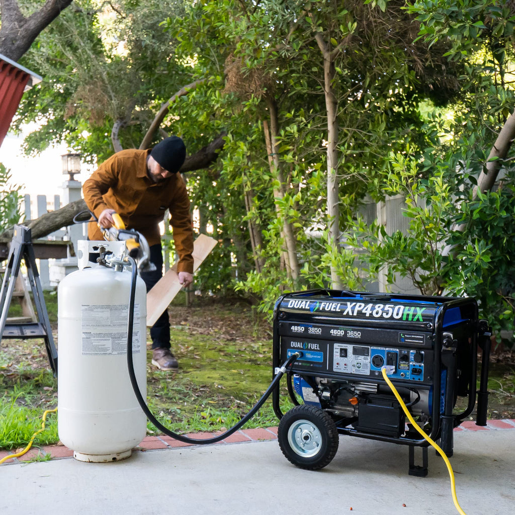 DuroMax XP4850HX Dual Fuel Portable Generator-4850 Watt Gas or Propane Powered Electric Start w/CO Alert, 50 State Approved, Blue