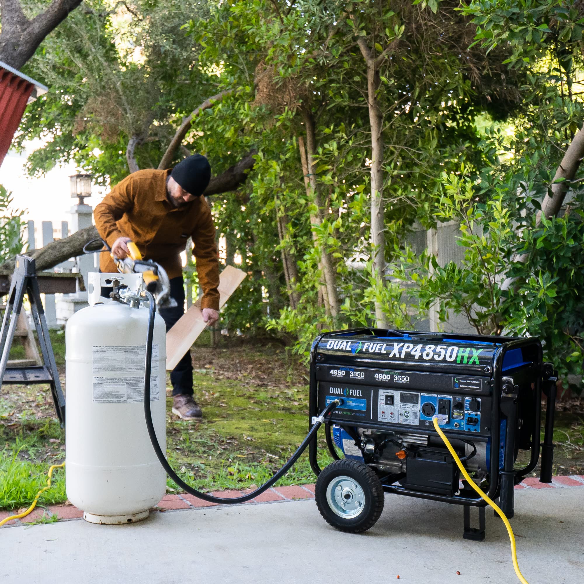 DuroMax XP4850HX Dual Fuel Portable Generator-4850 Watt Gas or Propane Powered Electric Start w/CO Alert, 50 State Approved, Blue