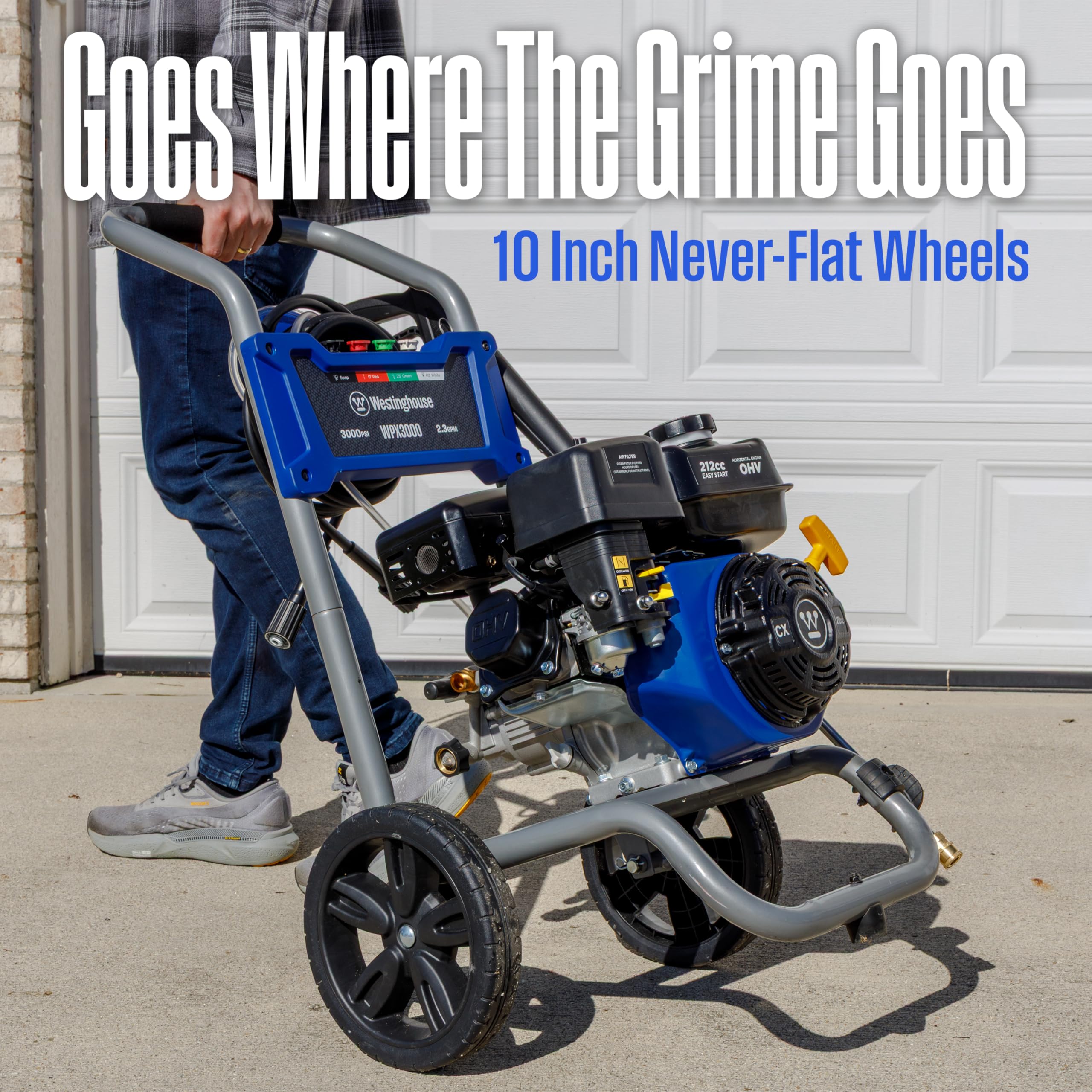 Westinghouse WPX3200 Gas Pressure Washer, 3200 PSI and 2.5 GPM, Onboard Soap Tank, Spray Gun and Wand, 5 Nozzle Set, for Cars/Fences/Driveways/Homes/Patios/Furniture