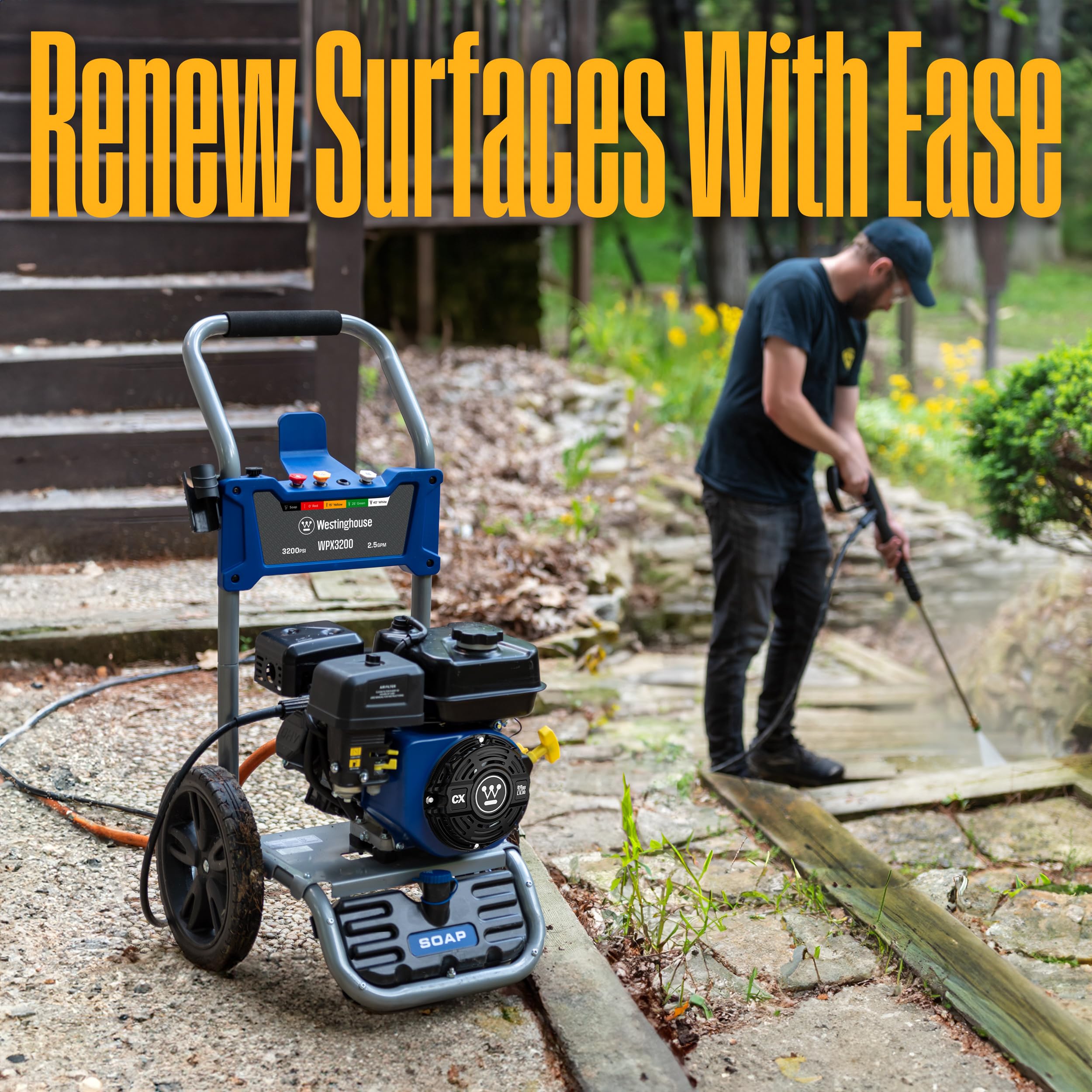 Westinghouse WPX2700 Gas Pressure Washer, 2700 PSI and 2.3 GPM, Onboard Soap Tank, Spray Gun and Wand, 5 Nozzle Set, for Cars/Fences/Driveways/Homes/Patios/Furniture