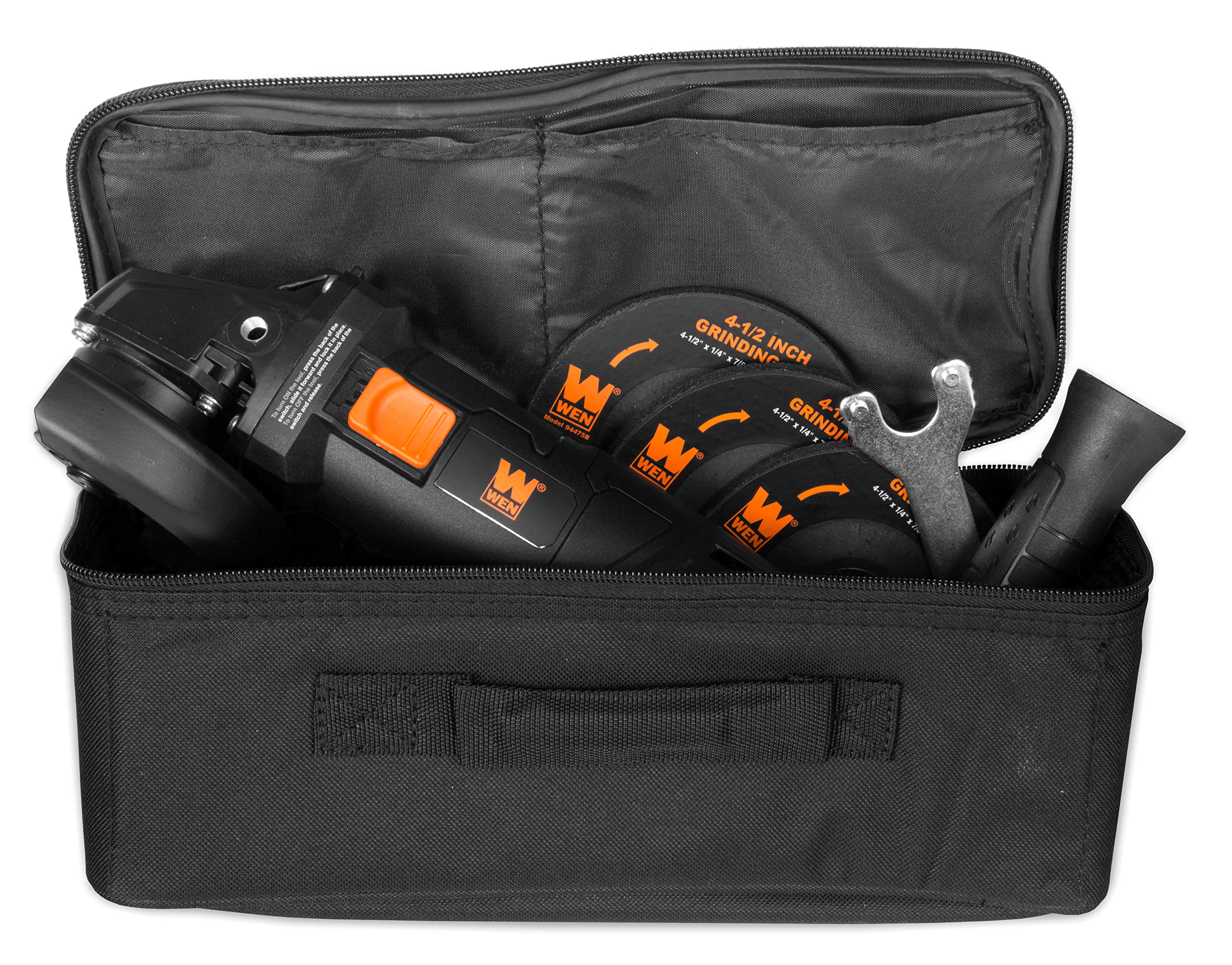 WEN Cordless Angle Grinder, Brushless with 20V Max 4.0 Ah Lithium-Ion Battery and Charger (20944), Black