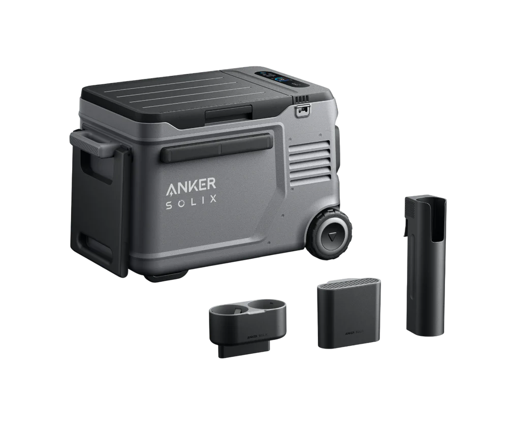 Anker SOLIX EverFrost 2 58L Cooler with Road Trip Kit, 61 qt Car Refrigerator, Electric Cooler with 288Wh Battery, Powered by AC/DC or Solar, for Camping, Travel, Fishing (Only 1 Battery Included)